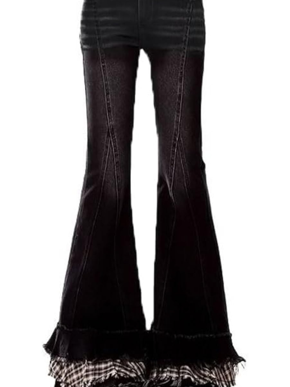 Y2K Black Plaid Flare Jeans Size Small, Some Stretch